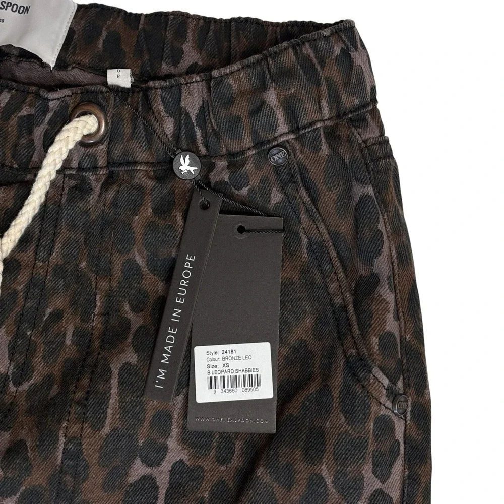 NWT OneTeaspoon Pants Sz XS Bronze Leo B Leopard  Shabbies Cotton Elastic Waist - Picture 6 of 16